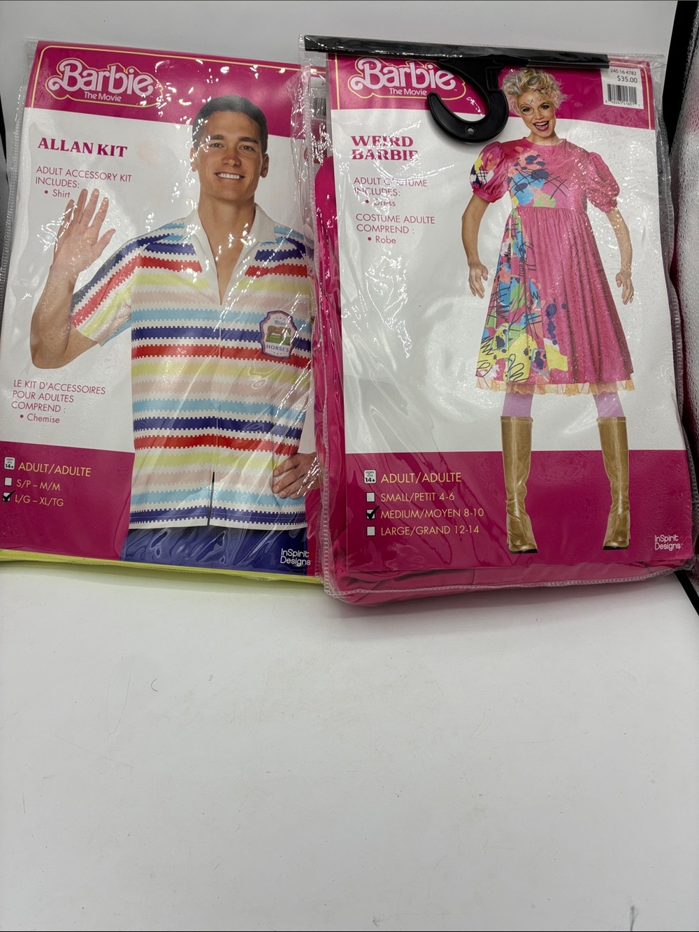 Lot of 2 New Adult Barbie Halloween Costumes Allan & Weird Barbie